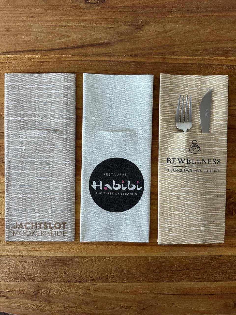 PocketServet®ten met verschillende logo's uit de horeca
